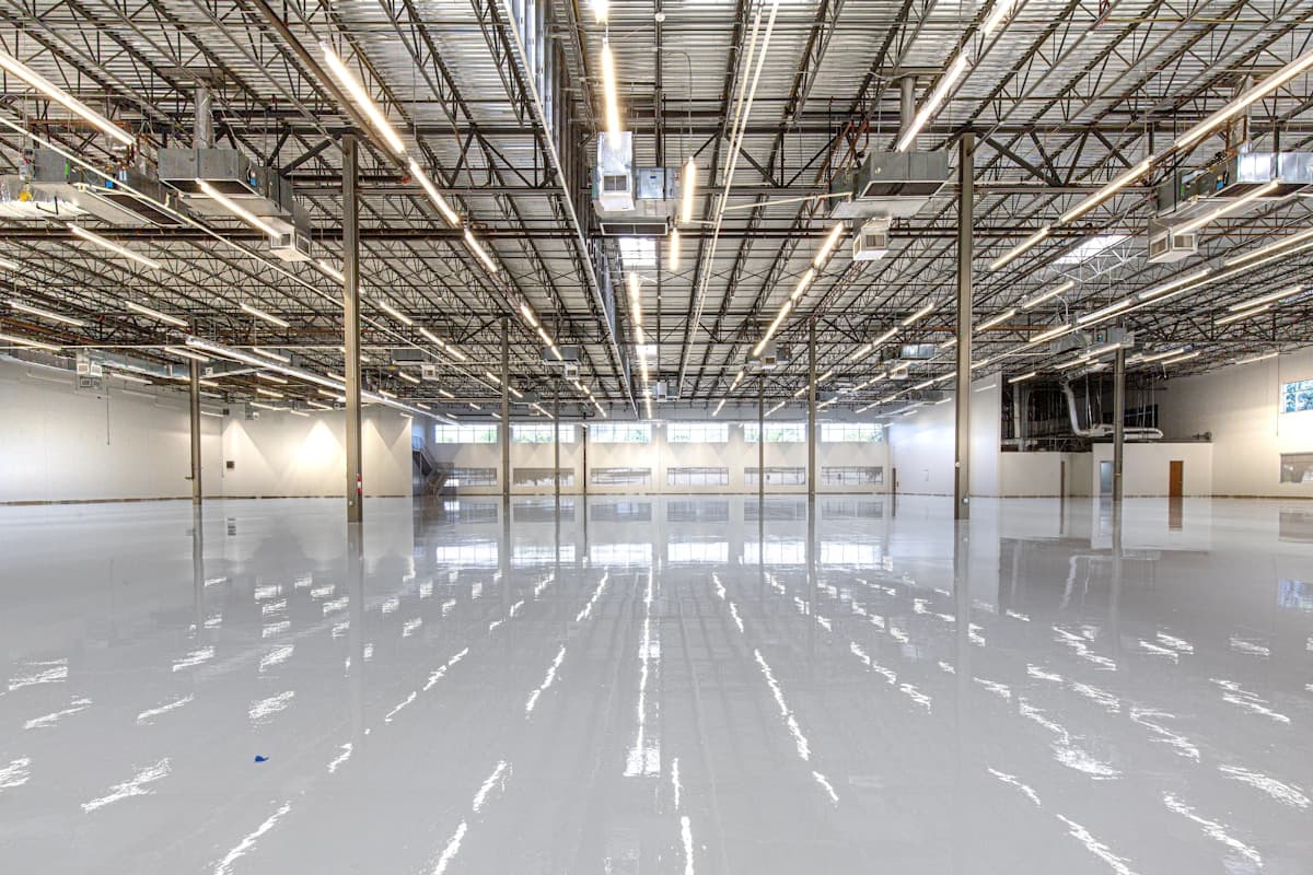 Smooth coated floor in a spacious commercial building